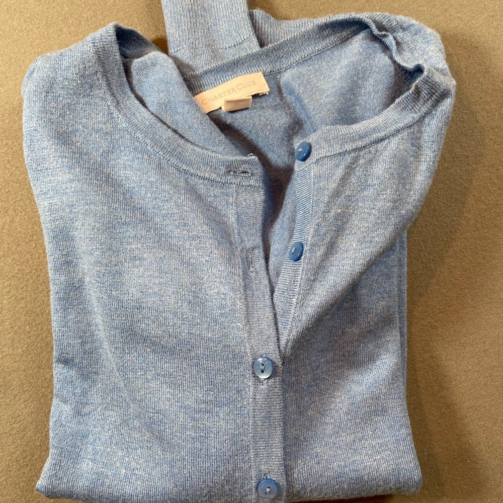 Charter Club Lightweight Blue Cardigan Sweater Size‎ Small